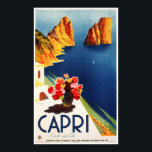 CAPRI NAPLES ITALIË Travel Poster  Art Deco<br><div class="desc">Digitaal verouderd en geremd! Kleur gecorrigeerd en smetten verwijderd! Hi Res reproductiejaar oud poster collectie. Capri Italië Toerismepromotionele traditionele poster.</div>
