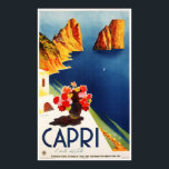 CAPRI NAPLES ITALIË Travel Poster  Art Deco<br><div class="desc">Digitaal verouderd en geremd! Kleur gecorrigeerd en smetten verwijderd! Hi Res reproductiejaar oud poster collectie. Capri Italië Toerismepromotionele traditionele poster.</div>