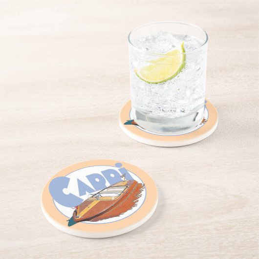 Capri Powerboot Zandsteen Onderzetter (Zijkant)