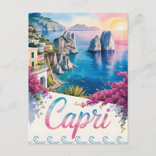 Capri-waterverf Briefkaart (Voorkant)