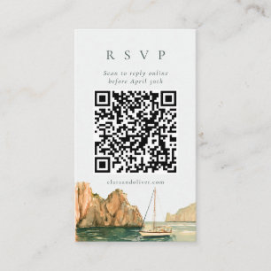 Capri ZeilbootCove Waterverf QR Code RSVP Kaart