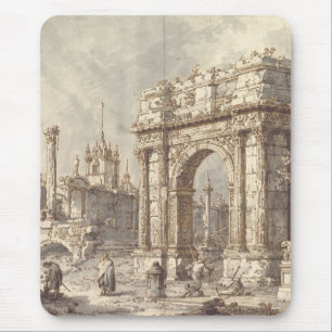 Capriccio met een Romeinse triomfboog Muismat