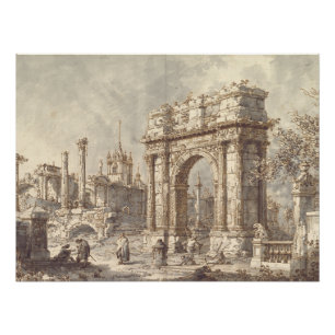 Capriccio met een Romeinse triomfboog Perfect Poster
