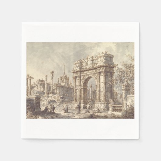 Capriccio met een Romeinse triomfboog Servet (Voorkant)