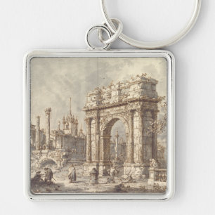 Capriccio met een Romeinse triomfboog Sleutelhanger