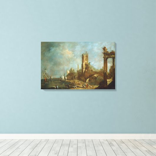 Capriccio of a Harbor Canvas Print (Insitu (Houten vloer))
