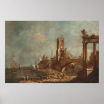 Capriccio van een haven - Guardi Fine Art Poster