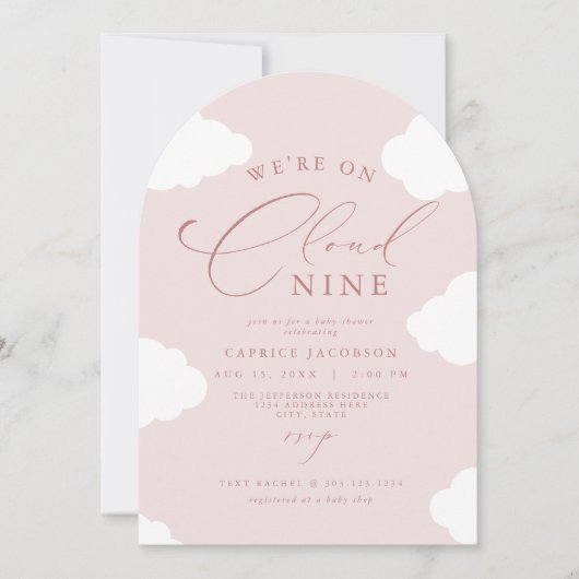 CAPRICE Blush Pink Cloud Nine Arched Baby shower Kaart (Voorkant)