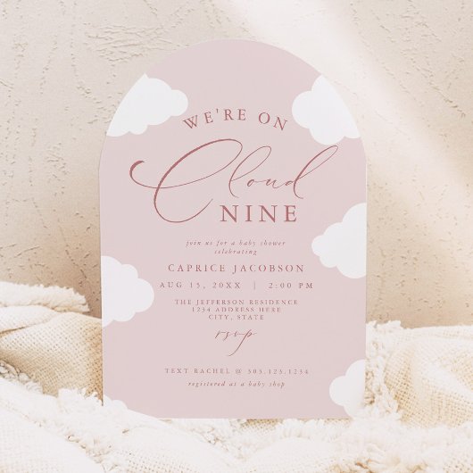 CAPRICE Blush Pink Cloud Nine Arched Baby shower Kaart