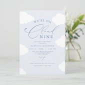 CAPRICE Dusty Blue Cloud Nine Baby shower Kaart (Staand voorkant)