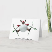 Capricieus Rendier: Onhandige Skiër Feestdagen Kaart (Achterkant)