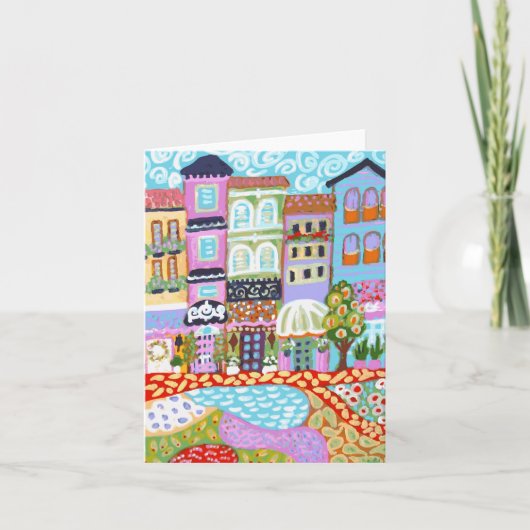Capricieuze Stad Notecards door Karen Fields Kaart (Voorkant)