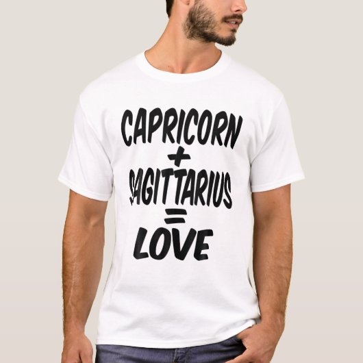 Capricorn And Sagittarius = Love, Dec Jan Birthday T-shirt (Voorkant)