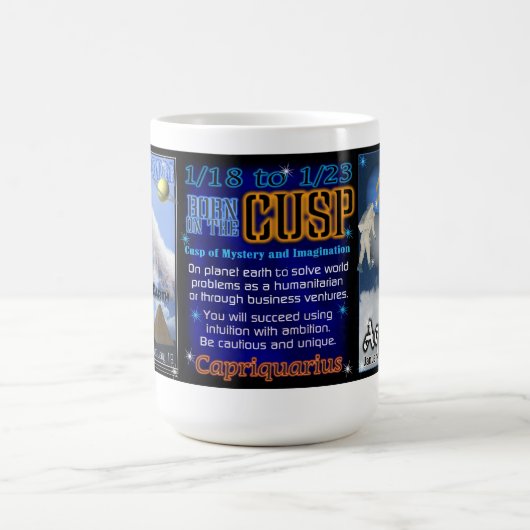 Capricorn Aquarius cusp Lg 15 oz Mok (Center)