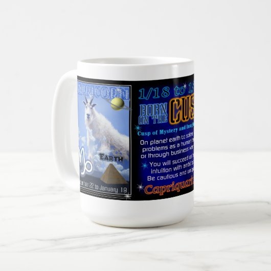 Capricorn Aquarius cusp Lg 15 oz Mok (Voorkant links)