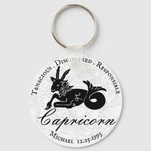 Capricorn Astrology Zodiac Black White Sleutelhanger
