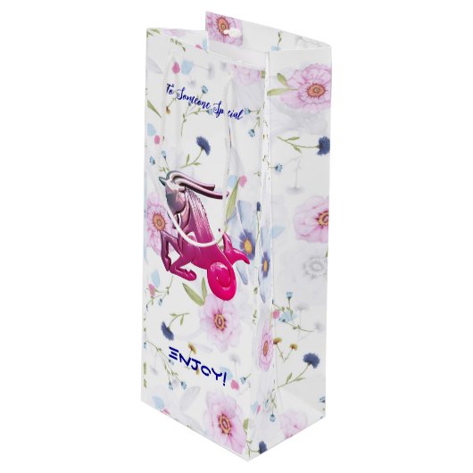 Capricorn Birthday Wijn Cadeautas (Voorkant Gekanteld)