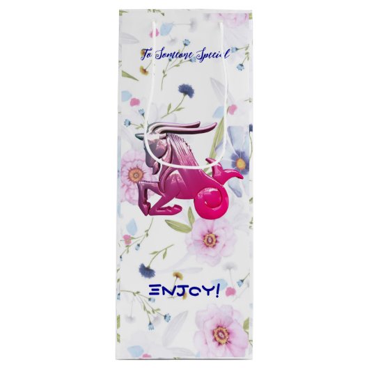 Capricorn Birthday Wijn Cadeautas (Voorkant)