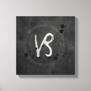 Capricorn black and Silver zodiac constellatie Canvas Afdruk