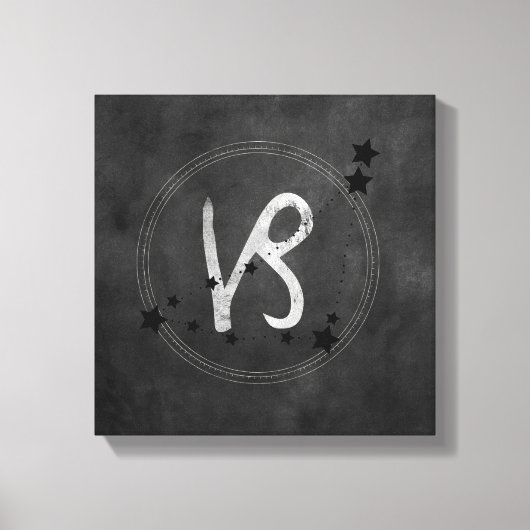 Capricorn black and Silver zodiac constellatie Canvas Afdruk (Voorkant)