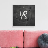 Capricorn black and Silver zodiac constellatie Canvas Afdruk (Insitu (Woonkamer))