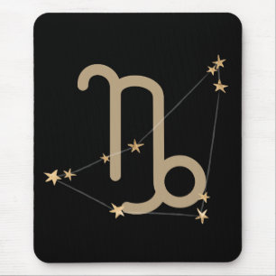Capricorn black gold zodiac constellatie sterren muismat