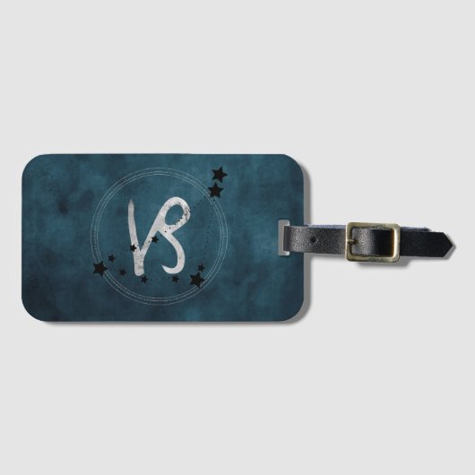 Capricorn black & Silver zodiac constellatie blauw Bagagelabel (Voorkant (horizontaal))
