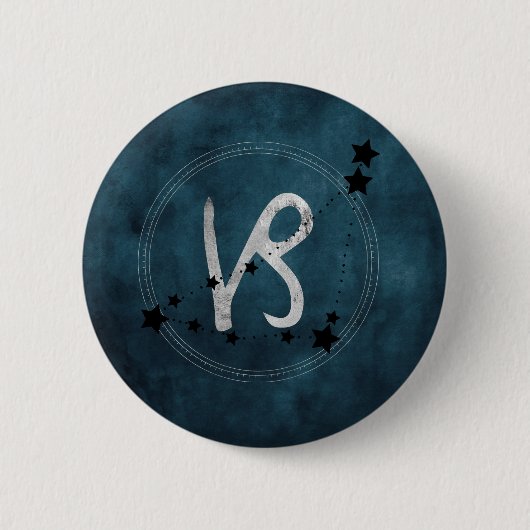 Capricorn black & Silver zodiac constellatie blauw Ronde Button 5,7 Cm (Voorkant)