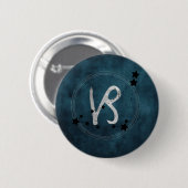 Capricorn black & Silver zodiac constellatie blauw Ronde Button 5,7 Cm (Voorkant /achterkant)