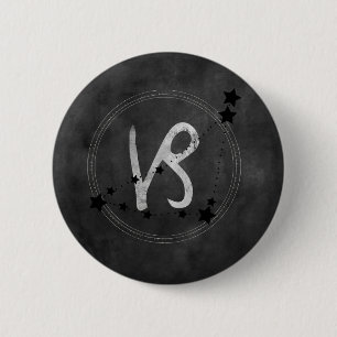 Capricorn black & Silver zodiac constellation grij Ronde Button 5,7 Cm