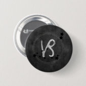 Capricorn black & Silver zodiac constellation grij Ronde Button 5,7 Cm (Voorkant /achterkant)