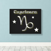 Capricorn-chroomsymbool Canvas Afdruk (Insitu (Houten vloer))