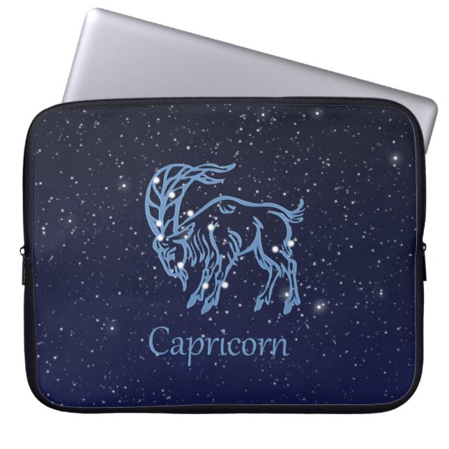 Capricorn Constellation and Zodiac Sign with Stars Laptop Sleeve (Voorkant)