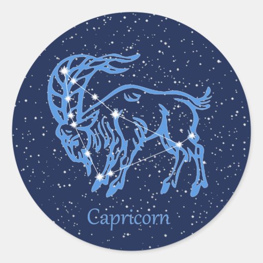 Capricorn Constellation and Zodiac Sign with Stars Ronde Sticker (Voorkant)
