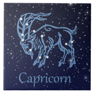 Capricorn Constellation and Zodiac Sign with Stars Tegeltje