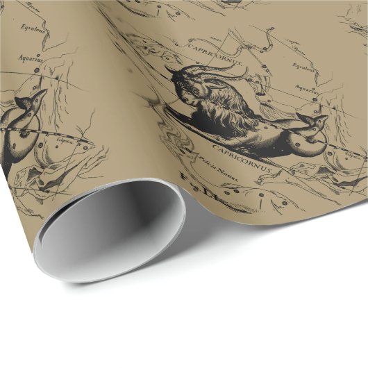 Capricorn Constellation Engraving Hevelius Cadeaupapier (Rol Hoek)