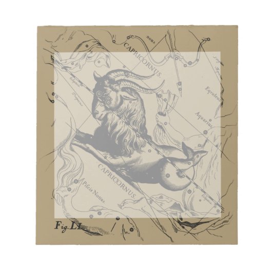 Capricorn Constellation Engraving Hevelius Notitieblok (Voorkant)