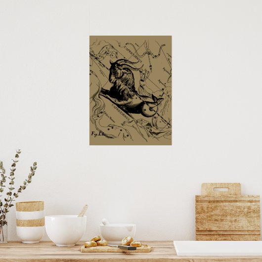 Capricorn Constellation Engraving Hevelius Poster (Keuken)