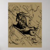 Capricorn Constellation  Engraving Hevelius Poster (Voorkant)