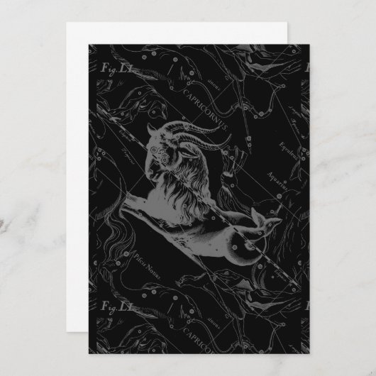 Capricorn Constellation Hevelius 1690 on Black (Voorkant / Achterkant)