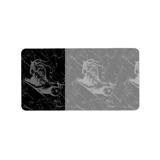 Capricorn Constellation Hevelius 1690 on Black Etiket (Voorkant)