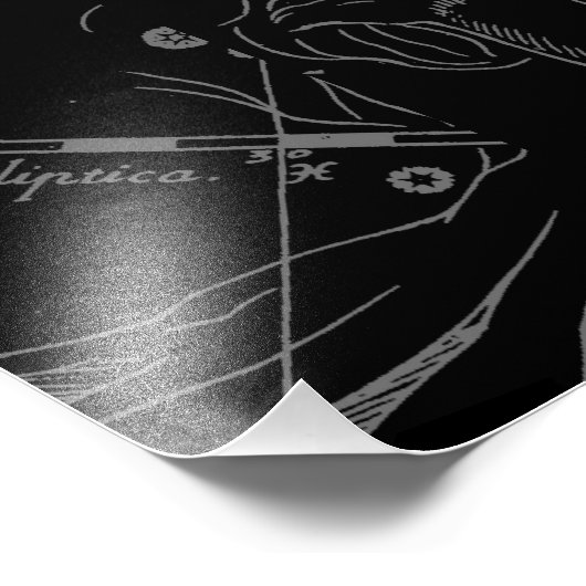 Capricorn Constellation Hevelius 1690 on Black Foto Afdruk (Hoek)