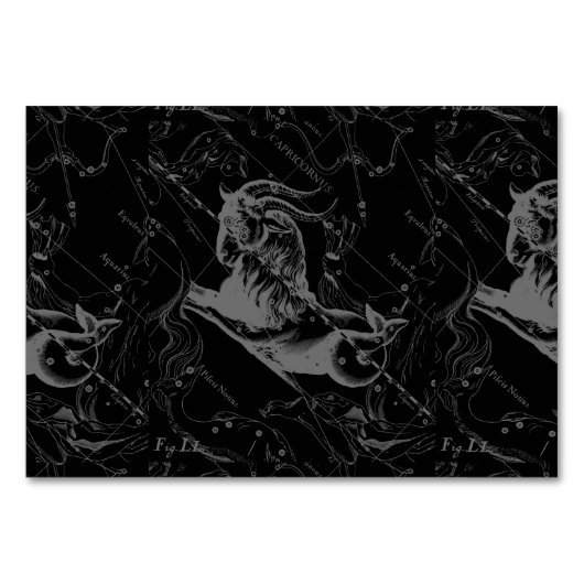 Capricorn Constellation Hevelius 1690 on Black Kaart (Voorkant)