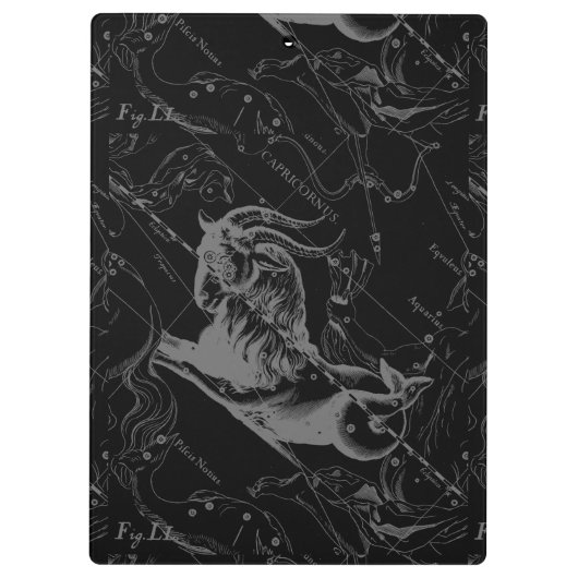 Capricorn Constellation Hevelius 1690 on Black Klembord (Achterkant)