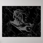 Capricorn Constellation Hevelius 1690 on Black Poster (Voorkant)