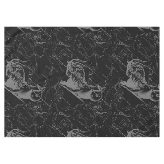 Capricorn Constellation Hevelius 1690 on Black Tafelkleed (Voorkant (Horizontaal))