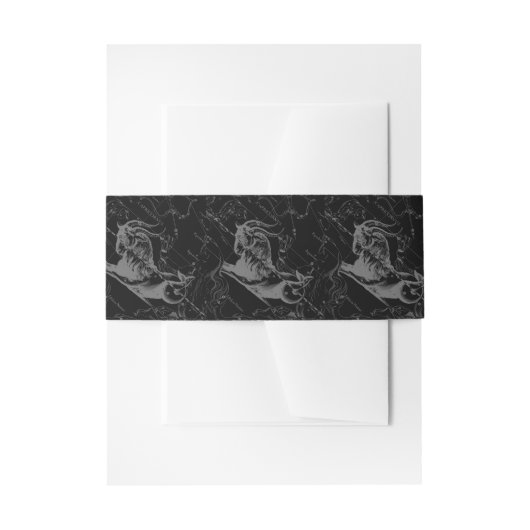 Capricorn Constellation Hevelius 1690 on Black Uitnodigingen Wikkel (Voorkant Voorbeeld)