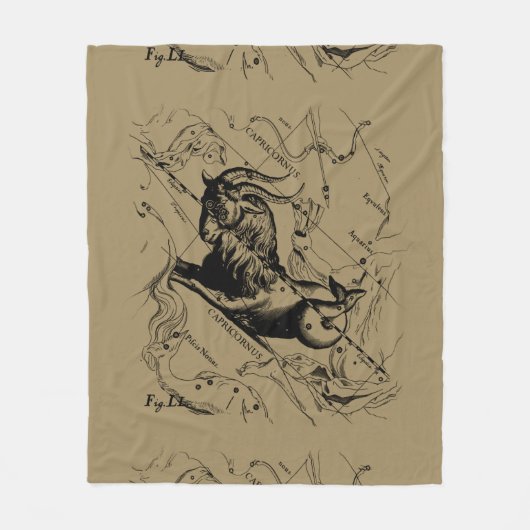 Capricorn Constellation Hevelius 1690 op Taupe Fleece Deken (Voorkant)