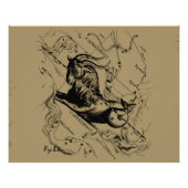 Capricorn Constellation Hevelius 1690 op Taupe Foto Afdruk (Voorkant)