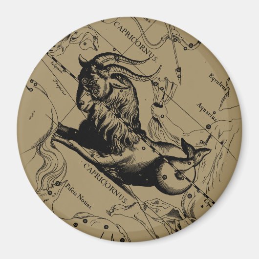 Capricorn Constellation Hevelius 1690 op Taupe Magneet (Voorkant)